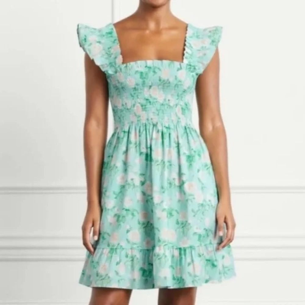 Hill House Home The Elizabeth Dress Mini Nap Dress Blue Rose Poplin Size S